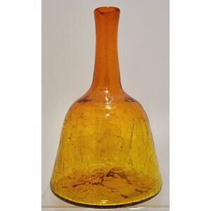 Blenko 9" Tangerine Crackle Glass Decanter 6122s No Stopper 1960's